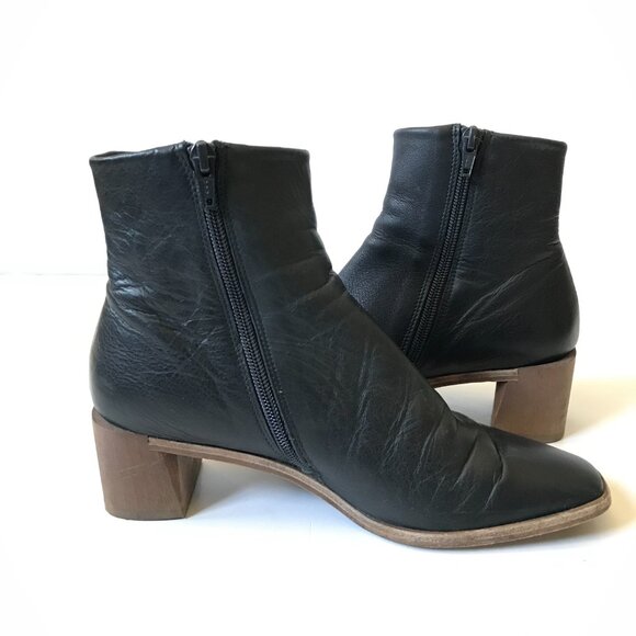 Coclico Juju Leather Boots Bootie Womens 38 8 Black Leather Block Heel Side Zip - Picture 7 of 12